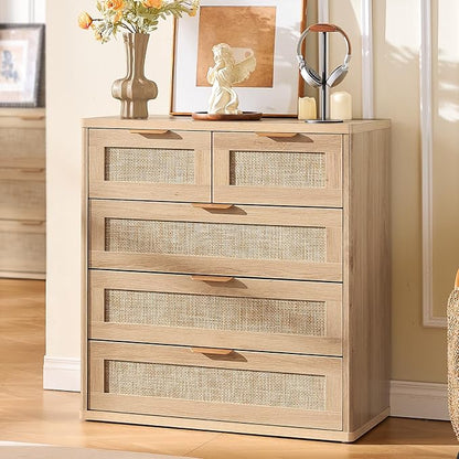 LEYAOYAO Rattan Dresser for Bedroom Set of 2, 33.5" Tall Chest of Drawers - Image 7