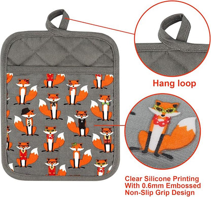 Pot Holders Set of 2 Heat Resistant 480 ℉ Non Slip Clear Silicone Printed - Image 2