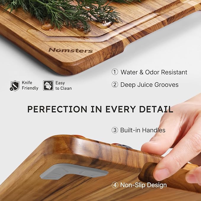 5 Pack Teak Wood Cutting Board Set - Image 6