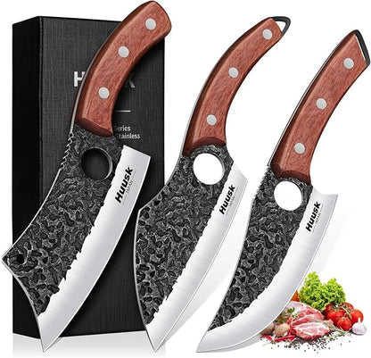 Huusk Butcher Knife Set of 3- Japanese Knife Set by HuuskKnife