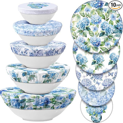 Patelai 10 Pcs Bowl Covers Reusable in 5 Size Stretch Cloth Fabric Elastic Food by Patelai