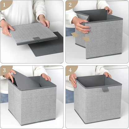Storage Baskets, 11.8-Inch Woven Fabric Bins, Storage Cubes - Image 8