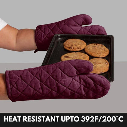 Oven Mitt & Pot Holder 100% Cotton Set of Heat Resistant Oven Gloves & Hot Pads - Image 5