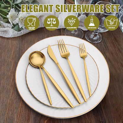 20 Piece Gold Silverware Set for 4, Terlulu Stainless Steel Flatware Set - Image 5