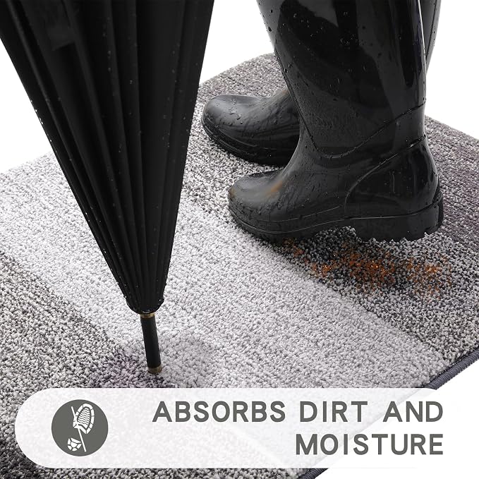 Kitinjoy Indoor Outdoor Door Mat, 59x36 Non-Slip Absorbent Dirt Trapper - Image 2