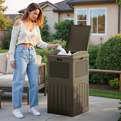 Flamaker 30 Gallon Trash Can, Resin Outdoor Garbage Can - Image 7