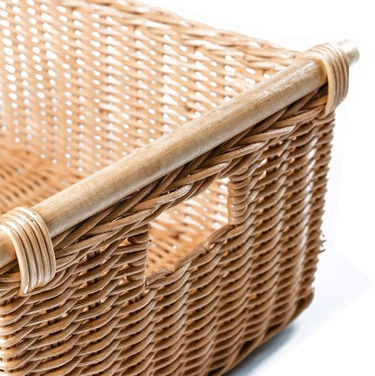 The Basket Lady Pole Handle Wicker Storage Basket, 18 in L x 14.5 in W x 9 in H - Image 4