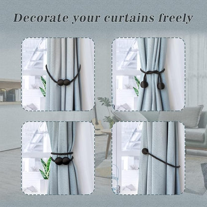 Hion Magnetic Curtain Tiebacks 4 Pack, Nickel-plated Metal and Polyester - Image 4