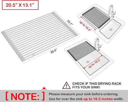 Surpahs 20.5 x 13.1 Inch Roll-Up Dish Drying Rack, Fits Across Sink Openings up - Image 2