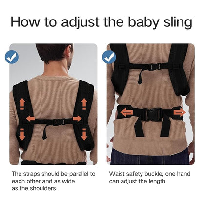 Baby Carrier Newborn to Toddler,Newborn Carrier(7-25lbs) with Head Support, Cozy Baby Wrap Carrier, with Hook&Loop for Easily Adjustable, Soft Fabric (Breathable Black) (Summer-Black)