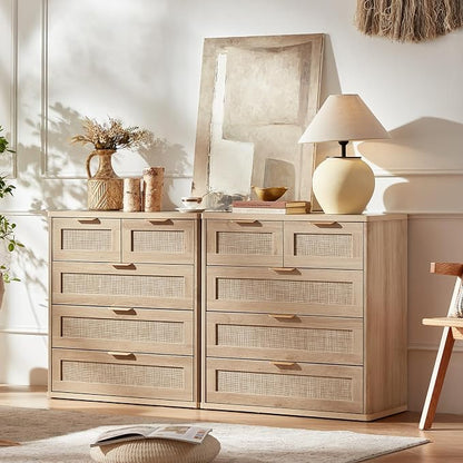 LEYAOYAO Rattan Dresser for Bedroom, 33.5" Tall Chest of Drawers, Modern 5 - Image 2