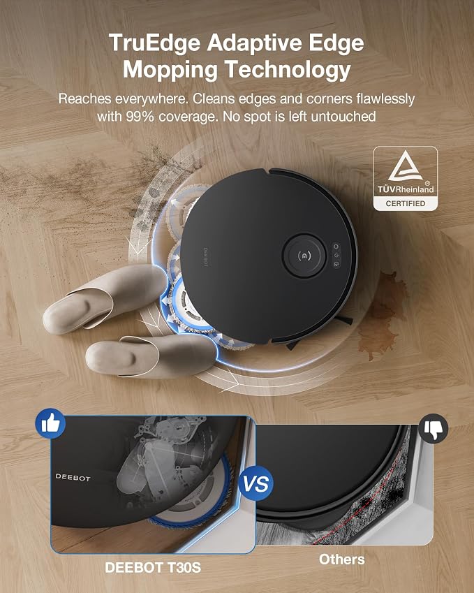 ECOVACS DEEBOT T30S PRO Robot Vacuum and Mop, TruEdge Adaptive Edge Mopping - Image 3