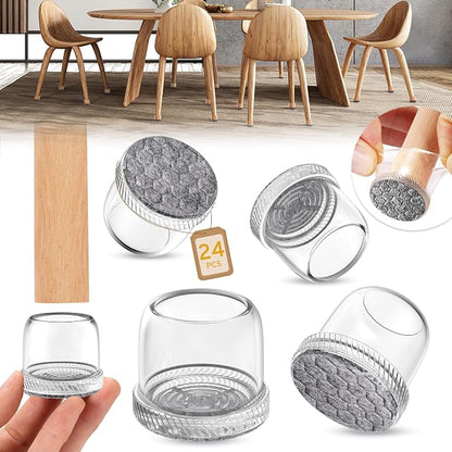 24PCS Round Chair Leg Floor Protectors, Furniture Sliders, Chair Leg Protectors by Indemo