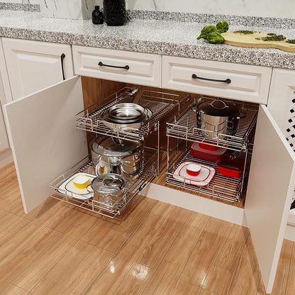 ROOMTEC Individual Pull Out Cabinet Organizer, 2 Tier Spice Rack Organizer - Image 7