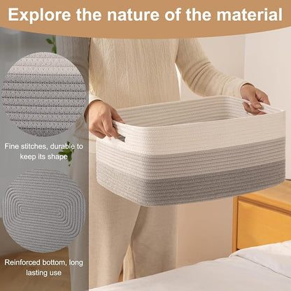 Large Storage Basket for Organizing, Woven Rope Basket for Shelves, Closet - Image 7