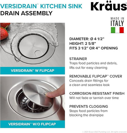 KRAUS Dex 25-inch Undermount 16 Gauge Stainless Steel Single Bowl Kitchen Sink, KA1US25B