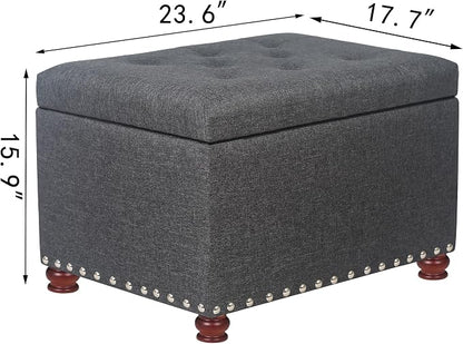 Joveco Storage Ottoman Linen Tufted Bench - Image 3
