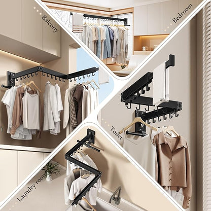Wall Mounted Collapsible Clothes Drying Rack, Space-Saving Laundry Drying Rack - Image 5