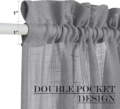 NICETOWN Flax Linen Sheer Door Curtains Privacy French Curtain Light Filgtering - Image 5