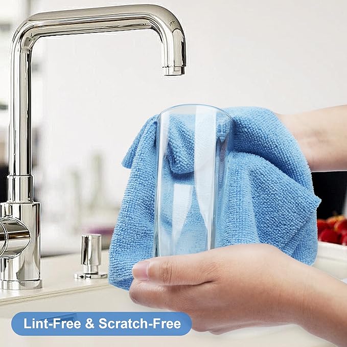 LIVOS Microfiber Cleaning Cloth Roll - 80 Pack, Reusable Paper Towels Blue Tear Away, Microfiber Towels for Cars, Super Absorbent Lint Free Cleaning Rags for House, Kitchen, Window-11.5"x11.5"