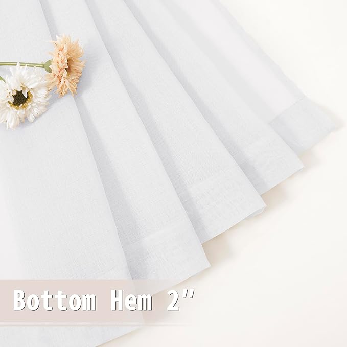 Tollpiz Short Sheer Door Curtains Closet Linen Textured Curtains Sheer Doorway - Image 7