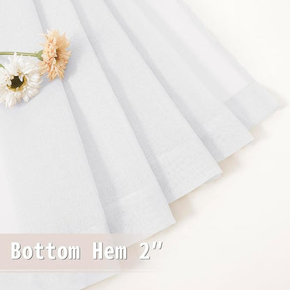 Tollpiz Short Sheer Door Curtains Closet Linen Textured Curtains Sheer Doorway - Image 7