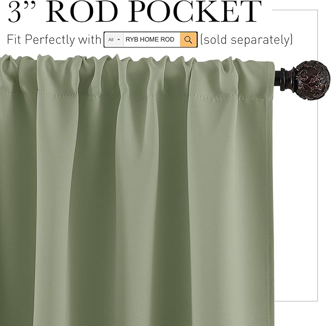 RYB HOME Small Curtains Blackout - Image 2