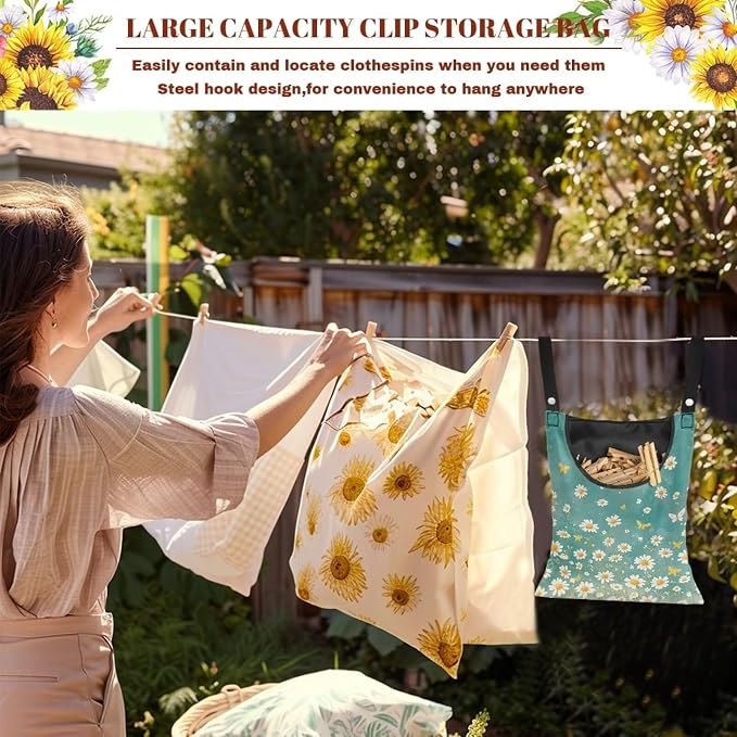 Clothespin Bag for Clothes Pin Holder for Outside and Clothes Line Pins - Image 5