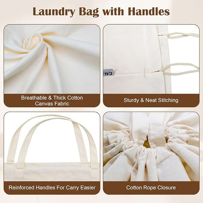 Canvas Laundry Bag with Handles & Drawstring Closure 27.5”x35", Thick Cotton - Image 4
