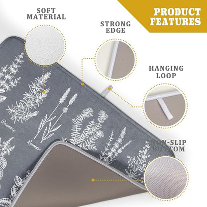 Flower Herbs Dish Drying Mat Wild Plant Dish Rack Mat - Image 4