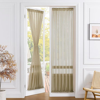 Tollpiz Sheer Door Curtains Closet Linen Textured Curtains Sheer Doorway Light by Tollpiz