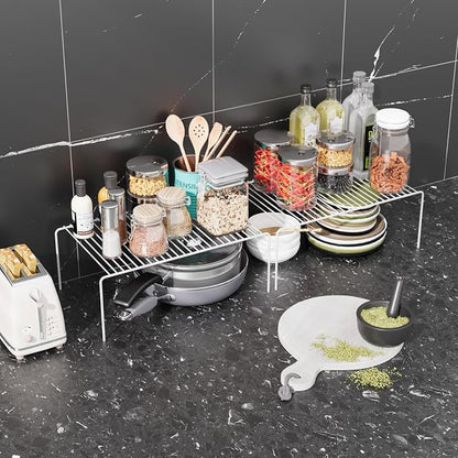 MediumWhite Cabinet Storage Shelf Rack Set of 4, Rustproof Metal Wire Kitchen - Image 5