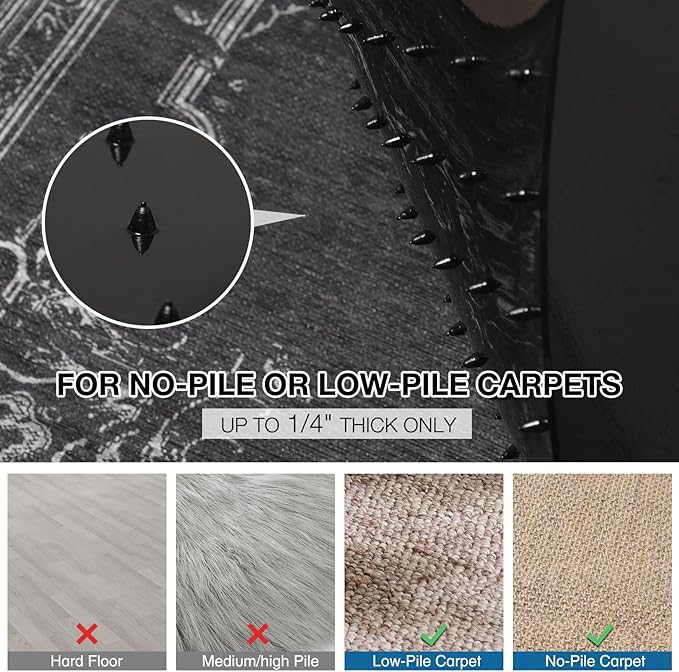 Chair Mat for Carpet, 46" x 60" Desk Chair Mat for Carpeted Floors, Non-Slip Office Vinyl Mat for Carpet with Studded, Easy Glide Heavy Duty Floor Protector Mat for Home Office, Black