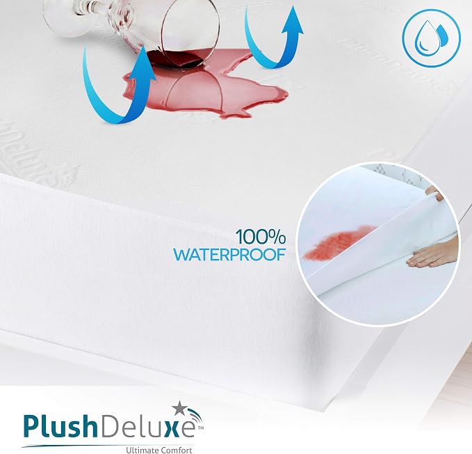 PlushDeluxe Premium Bamboo Mattress Protector – Full Size, Waterproof, & Ultra - Image 3