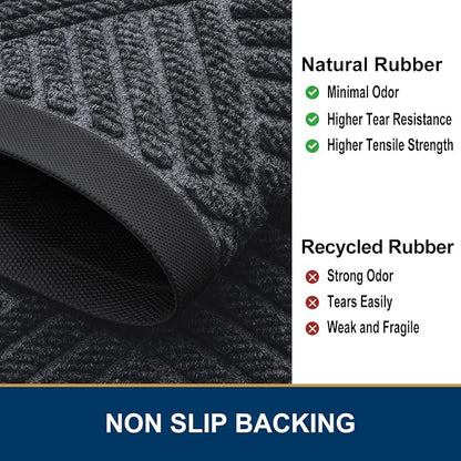 Smiry Front Door Mat Outside Entrance, Heavy Duty Outdoor Indoor Natural Rubber - Image 5