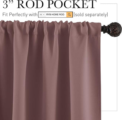 RYB HOME 45 inch Curtains for Living Room, Rod Pocket Thermal Insulated Small - Image 2