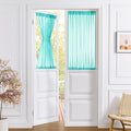Tollpiz Short Sheer Door Curtains Closet Linen Textured Curtains Sheer Doorway Light Filtering Voile Patio Door Rod Pocket Curtain French Door, 54 x 40 inches Long, Aqua Blue, Set of 1 Panel