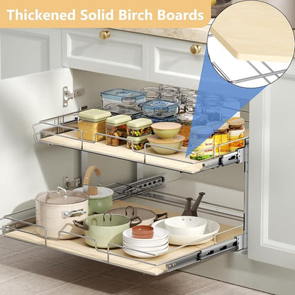 ROOMTEC 2 Tier Individual Pull Out Cabinet Organizer 22½"W x 21½"D, Slide Out - Image 2
