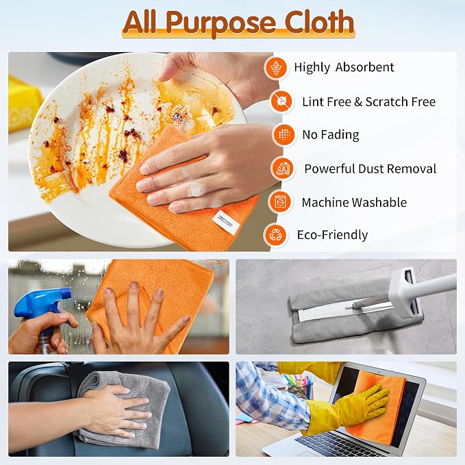FIXSMITH Microfiber Cleaning Cloth -Pack of 12, Highly Absorbent Cleaning Rags - Image 5