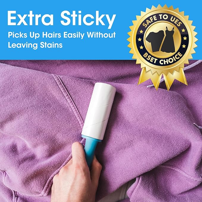 AZEN Lint Roller, Lint Rollers for Pet Hair Extra Sticky, 1200 Sheets Lint Roller with 6 Upgraded Handles, 12 Roller Portable Lint Remover for Clothes, Pet Hair Remover, Lint Rollers for Clothes