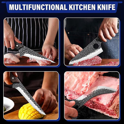 TAN REN Butcher Knife Set for Meat Cutting, Hand Forged Viking Kitchen Knives - Image 5