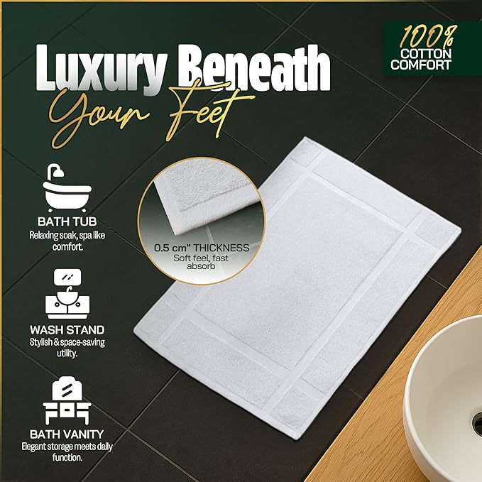 Pearl Linens Pack of 6 100% Cotton Bath Mat 18x25 inches, Soft & Absorbent - Image 5