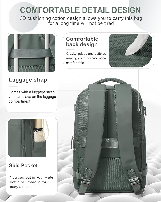 coowoz Travel Backpack Carry On for Women Man Gym Backpack with Laptop Compartment Mochila de Viaje Teacher Personal Item Backpacks Rucksack Airplane Accessories Must Haves Olive Green Small