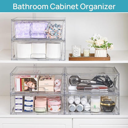 Vtopmart 4 Pack Large Stackable Storage Drawers, Easily Assemble Acrylic - Image 6