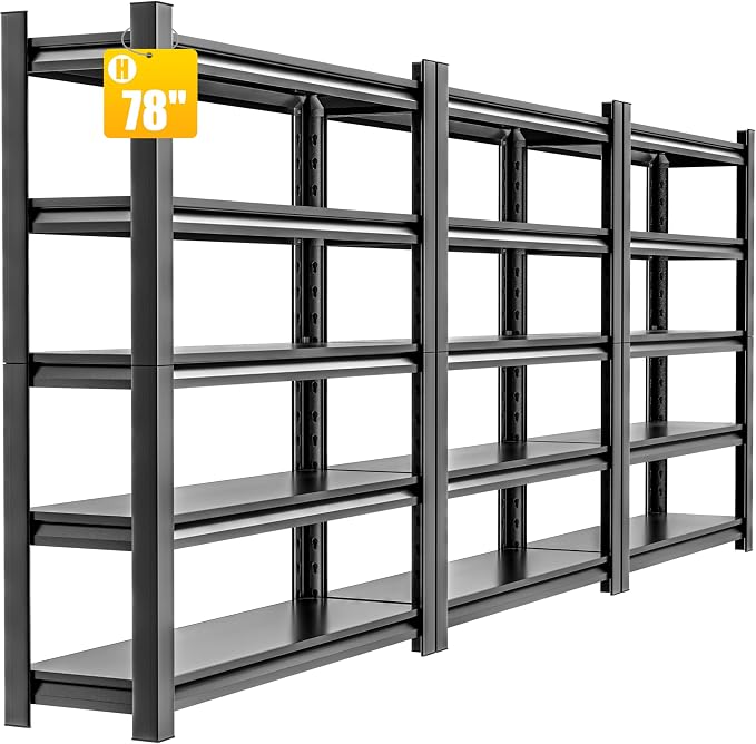 3pieces Garage Shelving, 5 Tier 72"X47.2"X23.6"Inches, Storage Shelves Heavy by HzdbhdGarageShelving