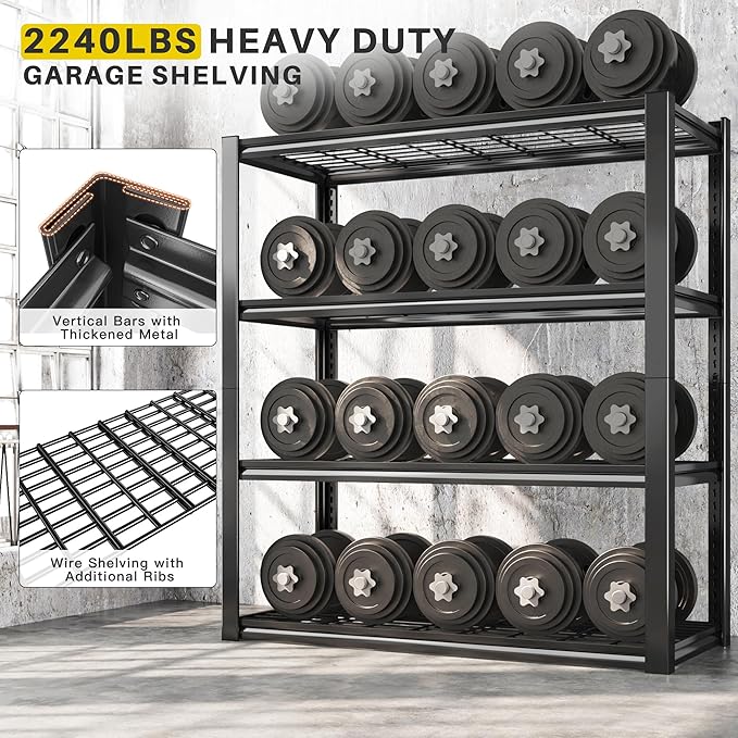 REIBII 40" W Garage Shelving 2240 LBS Storage Shelves Adjustable Metal Shelving - Image 3