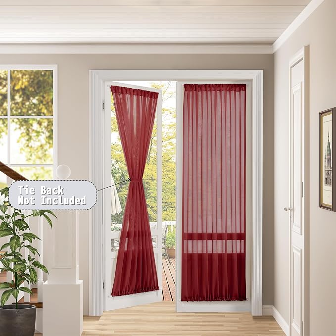 Tollpiz Sheer Curtains Closet Linen Textured Curtain Sheers Doorway Light - Image 2