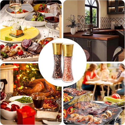 VEVOK CHEF Gold Salt and Pepper Grinder Mill Set Stainless Steel Pepper Shaker - Image 6