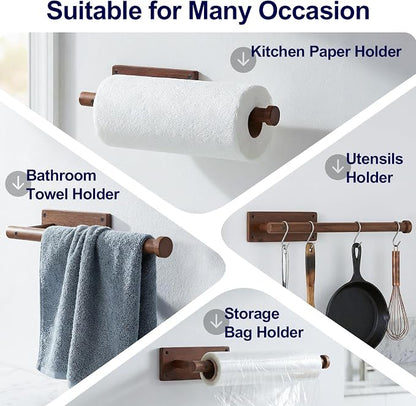 Wooden Paper Towel Holder for Kitchen, Adhesive Acacia Wood Paper Towel Holders - Image 8