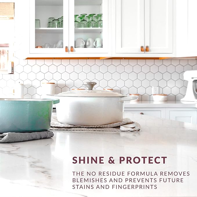 HOPE'S Countertop Restoration Polish - Shines and Protects with No Build-Up - Streak-Free Kitchen Counter Cleaner - Quartz, Marble, Corian, Laminate, Granite Countertop Cleaner, 8 Fl Oz, Pack of 1